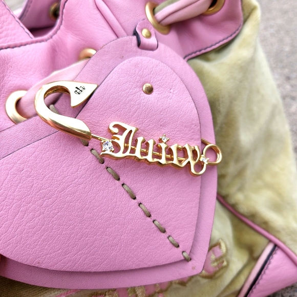SOLD Juicy Couture Velour Sage Green and Baby Pink Daydreamer Bag - Picture 2 of 13